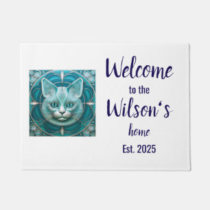 Tapete Personalizar Art Nouveau Família Gato Bem-vindo Co