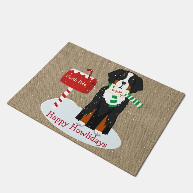 Tapete Personalizar Xmas Bernese Mt Dog - Letra Para Papa (Inclinado)