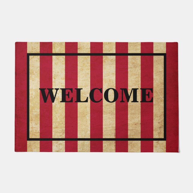 Tapete PERSONALIZÁVEL WELCOME Original Red striped flag E (Frente)