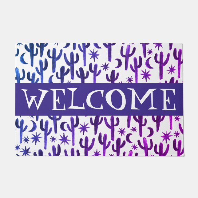 Tapete Personalize-o! BEM-VINDO Deserto Noturno Saguaro C (Frente)