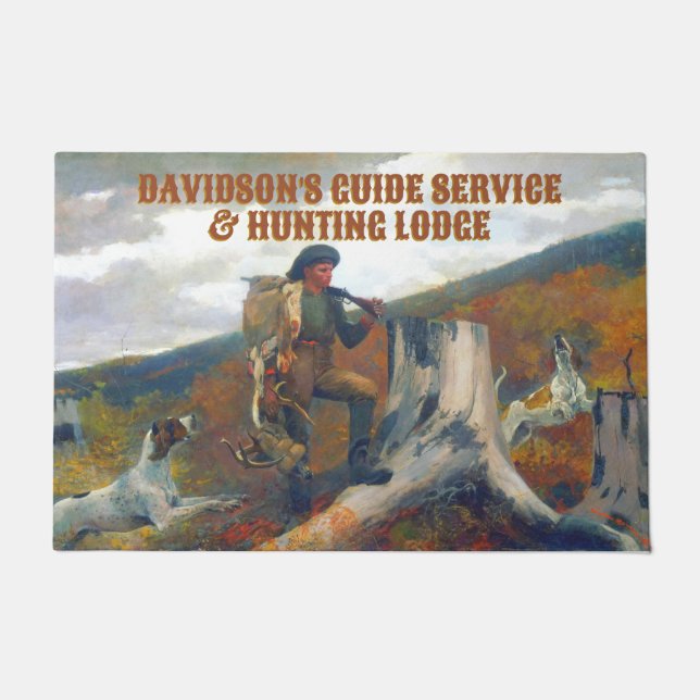 Tapete Personalize um caçador com cervo e cães caçando (Frente)
