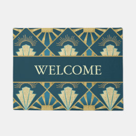 Tapete Personalized Art Deco Teal & Gold Welcome