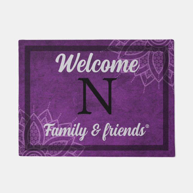 Tapete Personalized Purple Welcome Doormat  (Frente)