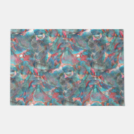 Tapete Pêssego avermelhado e manchas cianas na parede ásp