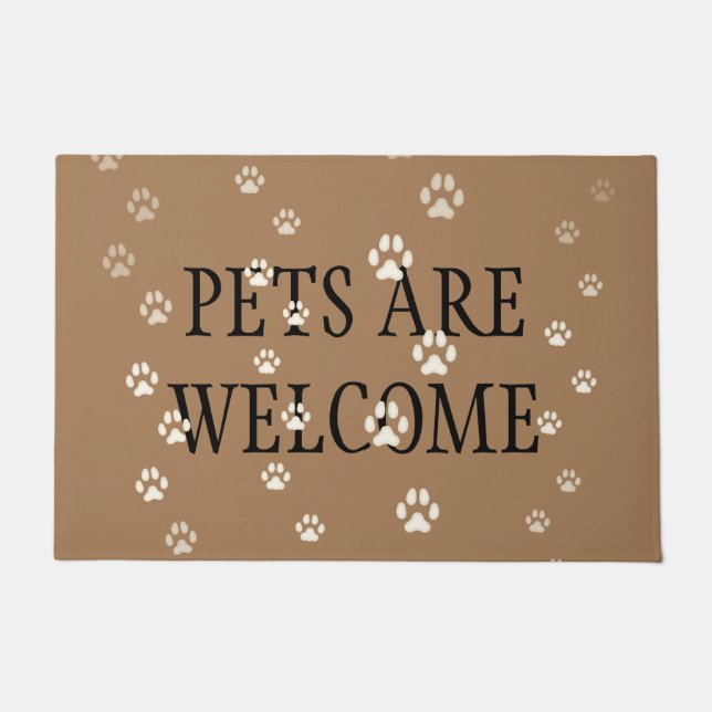 Tapete "Pets are Welcome" Cats & Dog Pawprint Brown (Frente)