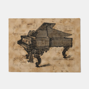 Tapete Piano de cauda antigo em folhas de música do
