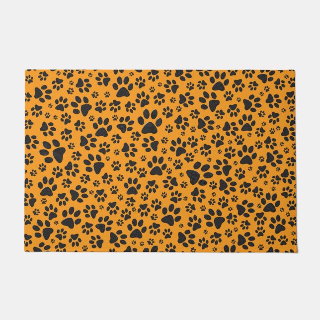 Tapete Pinças de cães Bolinhas negra e branca na dália la (Frente)