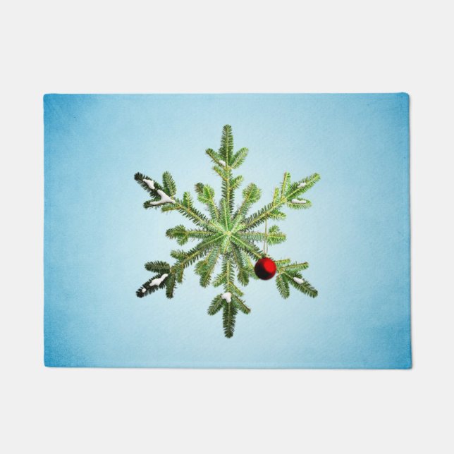 Tapete Pine Snowflake de Natal (Frente)