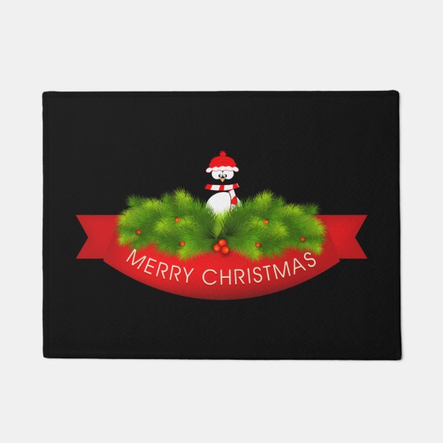 Tapete Pinguim de Natal de Portão Feriado (Frente)