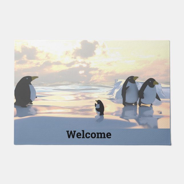Tapete pinguins relaxando em uma placa de gelo (Frente)