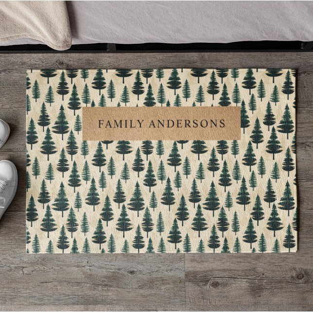 Tapete Pinheiro verde-vivo em verde-escuro e bege (Criador carregado)