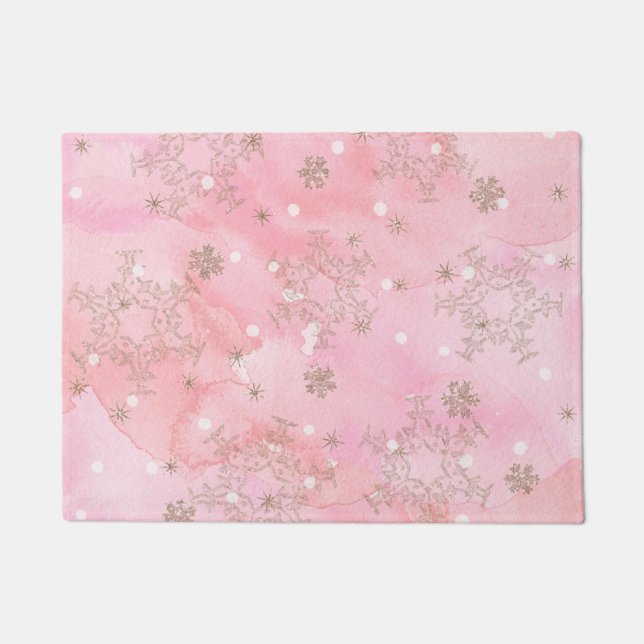 Tapete Pink Christmas Snowflakes Boho Patterno (Frente)