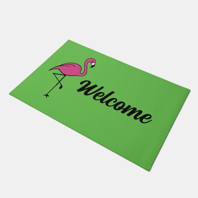 Tapete Pink Flamingo Welcome Mat Doormat Rug (Inclinado)