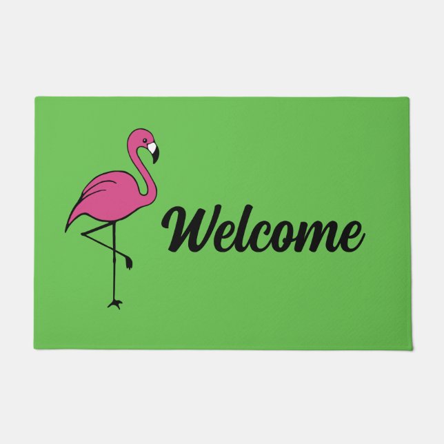 Tapete Pink Flamingo Welcome Mat Doormat Rug (Frente)