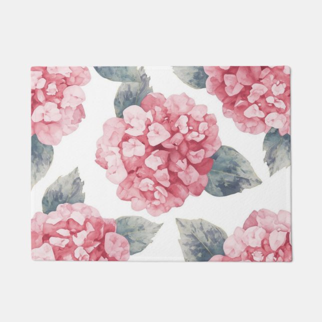 Tapete Pink Hydrangeas Watercolor Floral Blooms Painting (Frente)