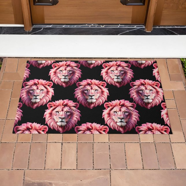 Tapete Pink Lion Head Animal Pattern Design - Black  (Criador carregado)