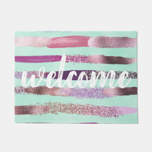 Tapete Pink Mint Green Nail Nail Polonês Brushstrokes
