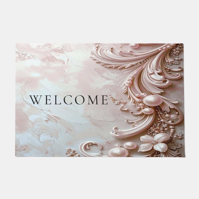 Tapete Pink Ornate Pearl and Floral Doormat (Frente)