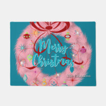 Pink Wreath Retro Natal