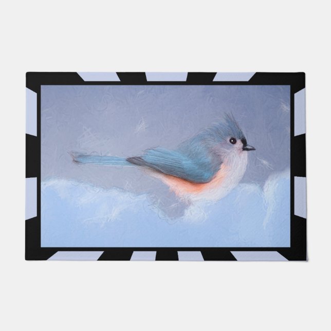 Tapete Pintura com Titmouse Tufado - Arte com Pássaros Or (Frente)