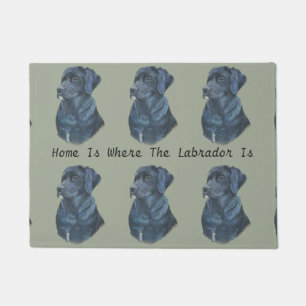 Tapete pintura de cão labrador preto com slogan divertid