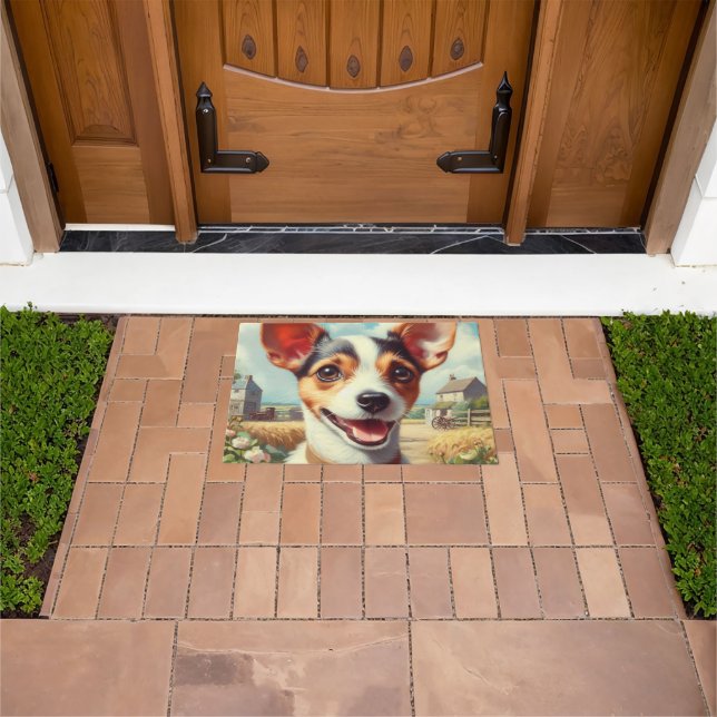 Tapete Pintura de Fox Terrier com Toy (Ar livre)