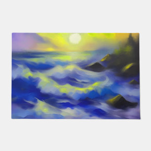 Tapete Pintura de ondas azuis escuras sob o sol