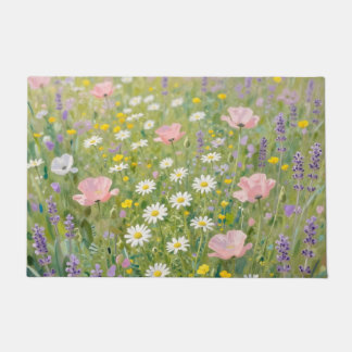 Tapete Pintura de Prado de Flores Silvestres Pastel