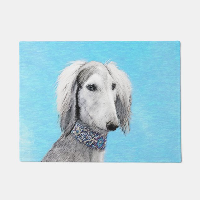 Tapete Pintura de Saluki (Prata) - Arte de Cachorro Origi (Frente)