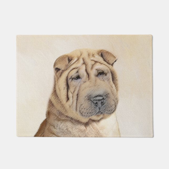 Tapete Pintura de Shar Pei - Arte de Cão Original Bonita (Frente)