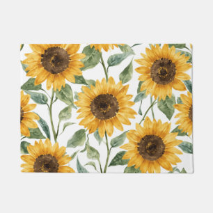Tapete Pintura em Aquarela de Girassóis Florais Amarelos