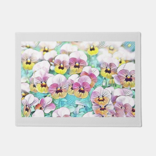 Tapete Pintura em aquarela de pincéis brancos cor-de-rosa (Frente)