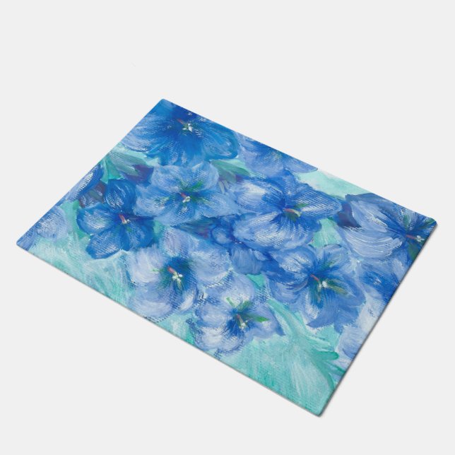 Tapete Pintura em flor selvagem azul (Inclinado)