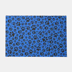 Tapete Pinturas de cães Bolinhas preto e branco em azul-t