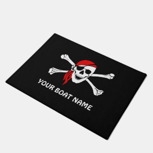 Tapete Pirata do Crânio e Ossos Porta-Barcos Personaliza