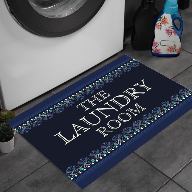 Tapete Placa Personalizada Azul para Lavanderia (Criador carregado)