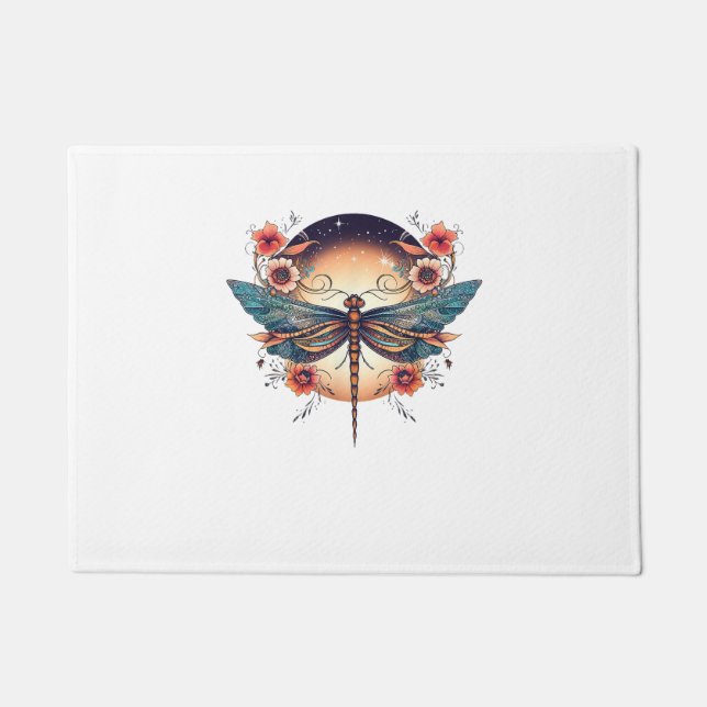 Tapete Plena Lua Meia-Noite Azul Boho Botânico Legal (Frente)