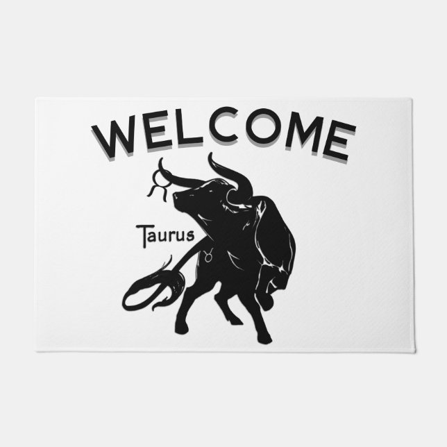 Tapete Poderoso Taurus, o Bull Zodiac Welcome (Frente)