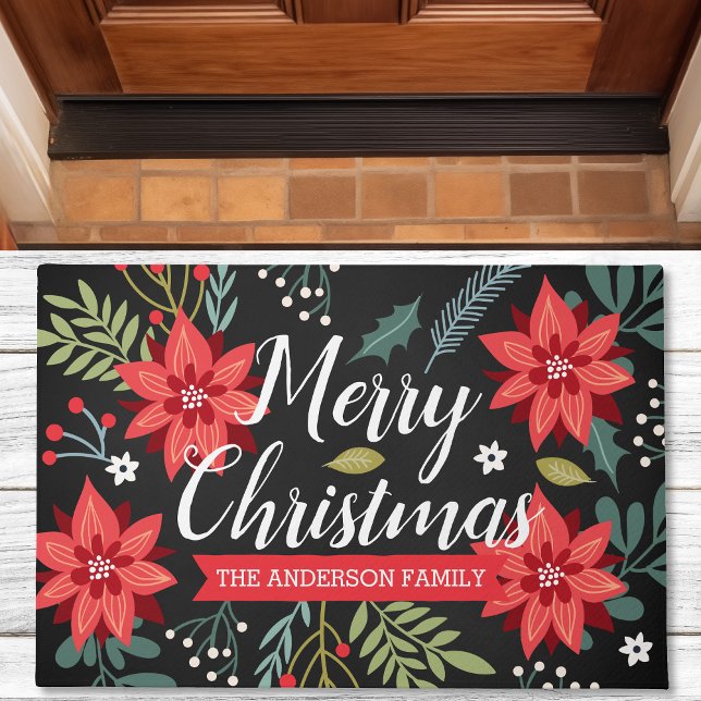 Tapete Poinsettia de Natal Personalizada (Criador carregado)