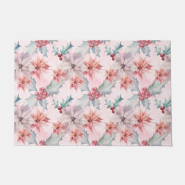 Tapete Poinsettias Rosa Natal Floral Moderno Inverno