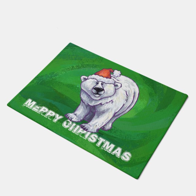 Tapete Polar Bear Natal Em Verde (Inclinado)