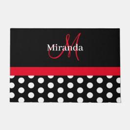 Tapete Polar de Script do Monograma Vermelho Branco Preto