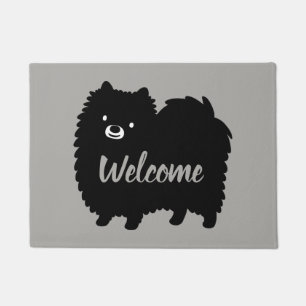 Tapete Pomerânia Preta e Branca  Cachorro de Pommie