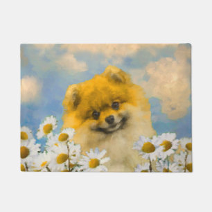 Tapete Pomeranian nas margaridas que pintam - arte