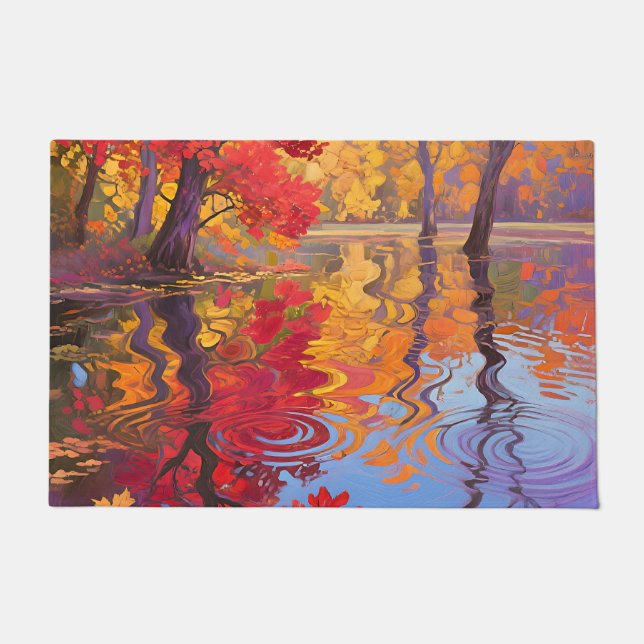 Tapete Pond de Reflexão de Outono Impressionista (Frente)
