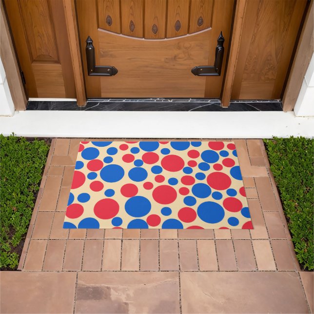 Tapete Pontos Vermelhos E Azuis Em Banho (Ar livre)