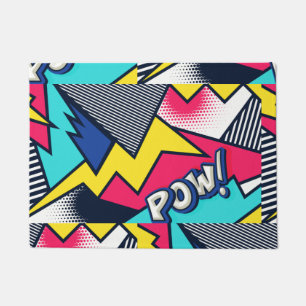 Tapete Pop Art Pow! Padrão em magenta, azul e preto