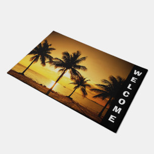 Tapete Por do sol da praia e esteira de porta das