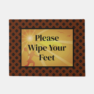 Tapete Por favor, limpe seus pés laranja tênis