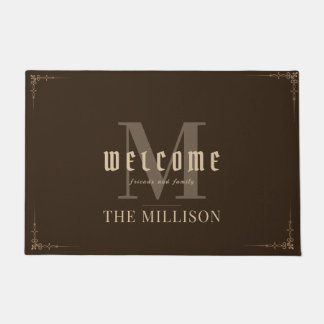 Tapete Porta-Boas-Vindas do Monograma Castanho